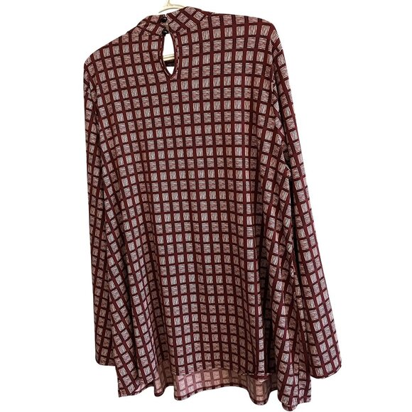CATO  Womens 22/24W 1970s Style Long Sleeve Tunic Red and White Checkered - Picture 5 of 12